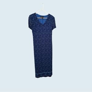 Donna Ricco Navy Patterned Midi Dress